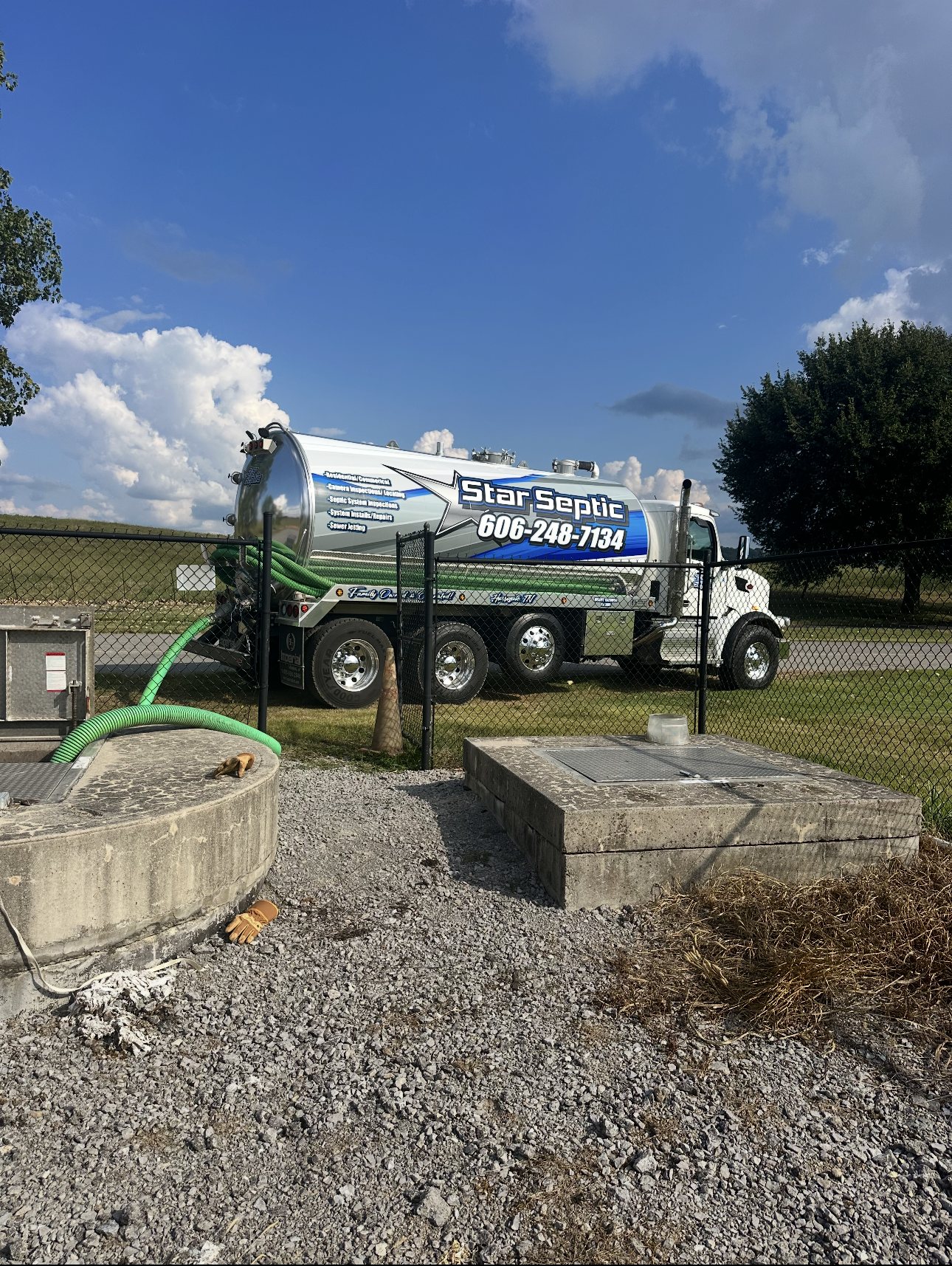 Large Star Septic tri-axle pump truck set up for commercial wastewater work.