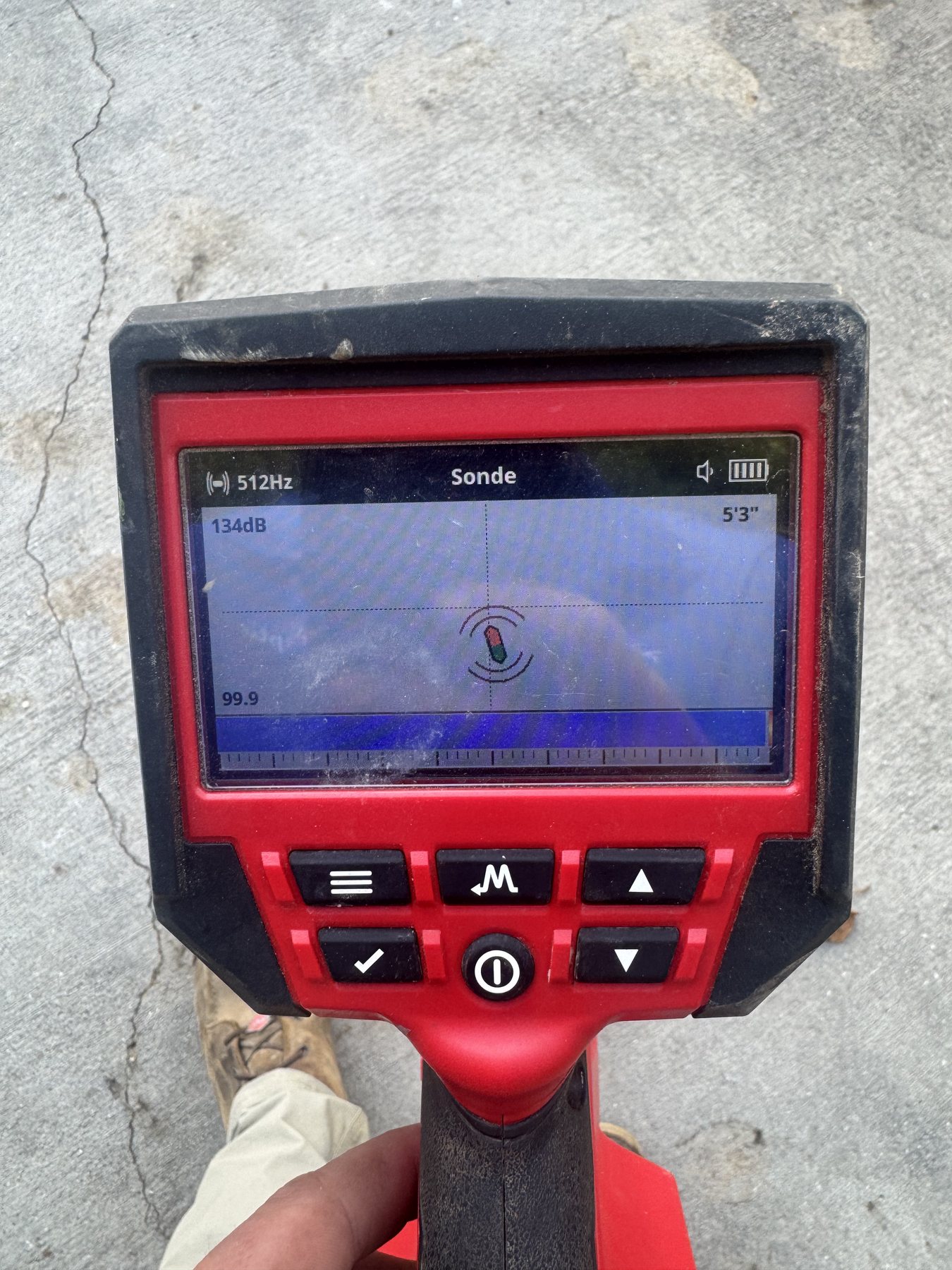 Star Septic locating tool screen used to find underground septic and sewer lines.